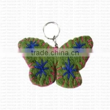 Felted Butterfly Shape Key Ring.