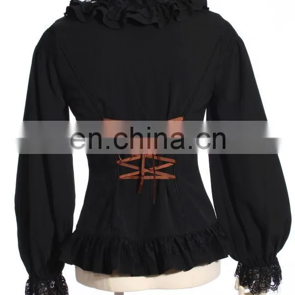 Steampunk Women's Standing Collar Longsleeve Blouse RQBL photo-3