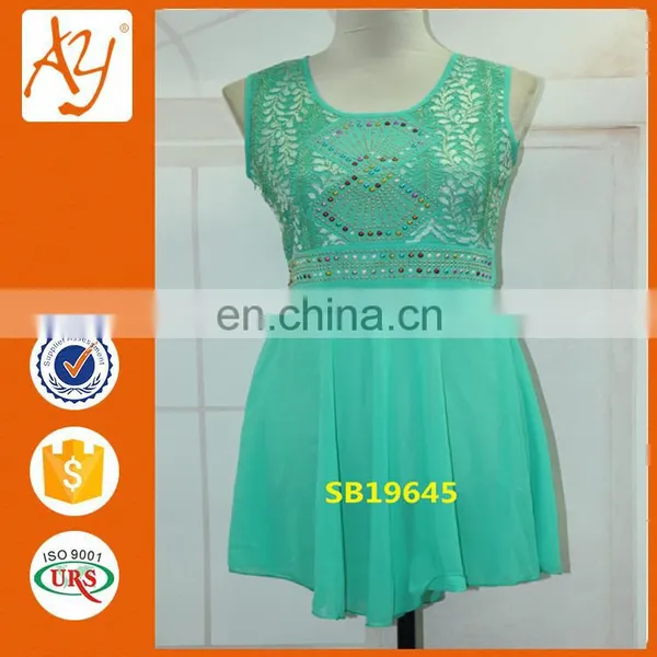 Short Sleevel Woman Chiffon Top and Lady Shirts Design