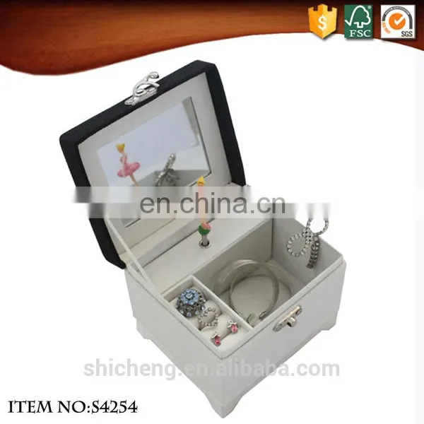Square Hand Crank Ballerina Dancer Music Box With Mirror photo-4