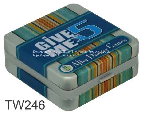 Square Spring Tin Box Small Tin Box With Spring Hinge Game Cards Tin Box Gift Tin Box