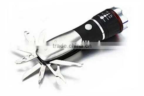 Hunting Camping Pocket LED Torch Zoom Multi Tool Knife Flashlight photo-4