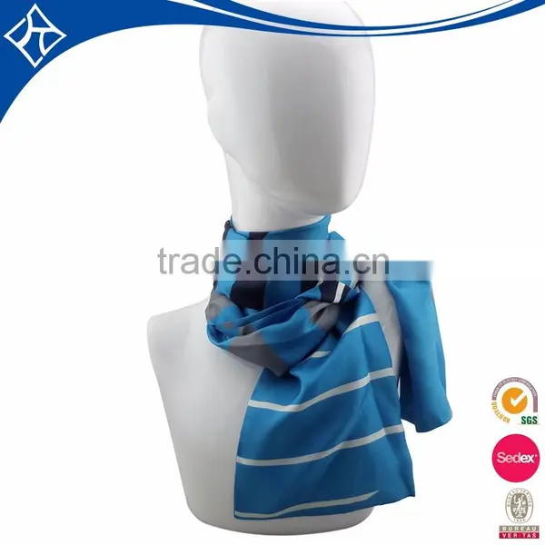China Beauty Cheap Blue Polyester Long Scarf With Logo photo-2