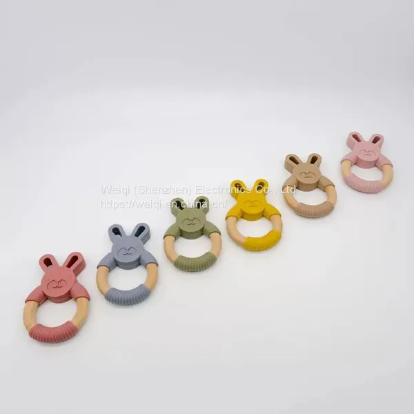 Silicone Wood Baby Teether Cute Rabbit Toys photo-5