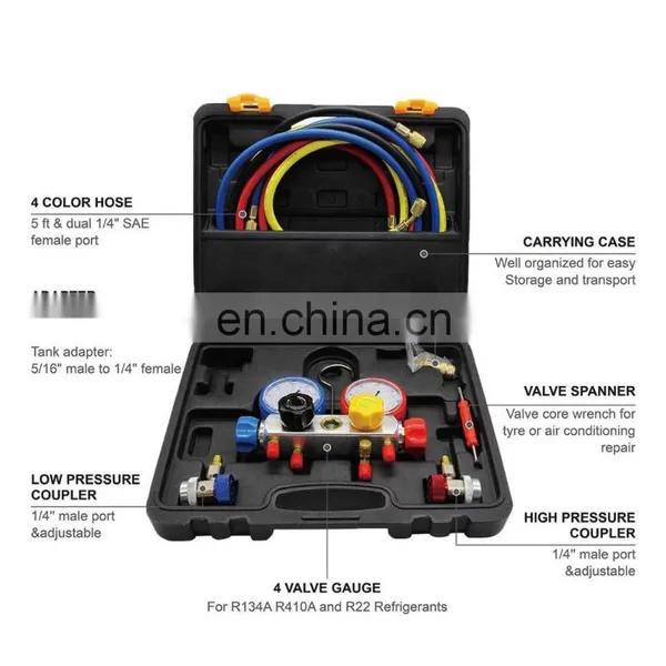CT-536 ALF Aluminium-Manometer-Set für HVAC-Kälteanlagen und Autoklimaanlagen zum Befüllen mit R134A photo-5