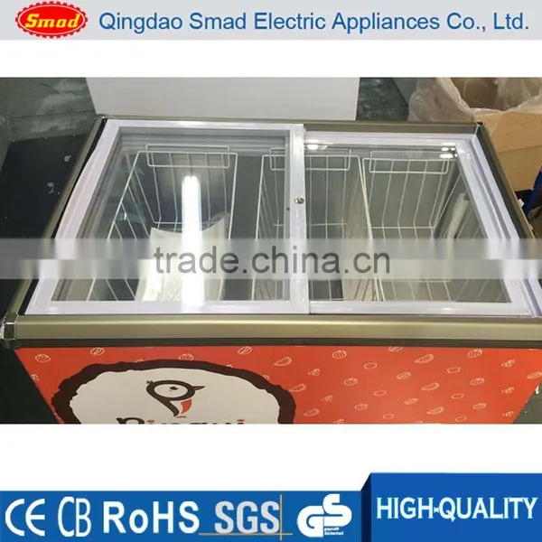 Flat Glass Door Freezer,sliding Door Chest Freezer,ice Cream Display Fridge photo-3