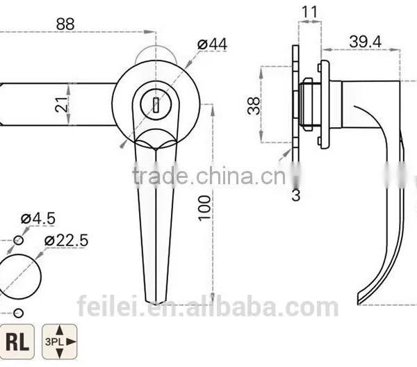 2015 FEILEI A-2055-1 China Factory Sell Zinc Diecast High Quality Industry Door Lock L Handle Lock for Sale photo-6