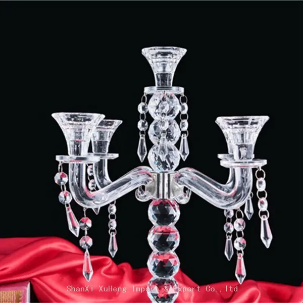 Factory Supply New Design Table Top Hanging Crystal Beads Crystal Chandelier Lighted Wedding Centerpiece photo-5