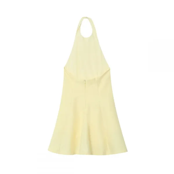 2025 Summer New French Wave Style Wide Swing Neck Hanging Short Dress