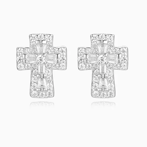 Shining Star Jewelry Hip Hop Rapper VVS Moissanite Mens Cross Stud Earrings photo-2