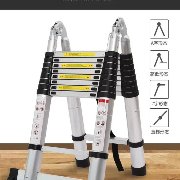 Foldable Stable Aluminum Ladder 2.6M to 7M Extendable Telescoping Ladder Suitable for Warehouse Use photo-4