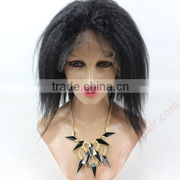 2014 TOP 18 Inch Kinky Straight Indian Remy Full Lace Wig photo-2