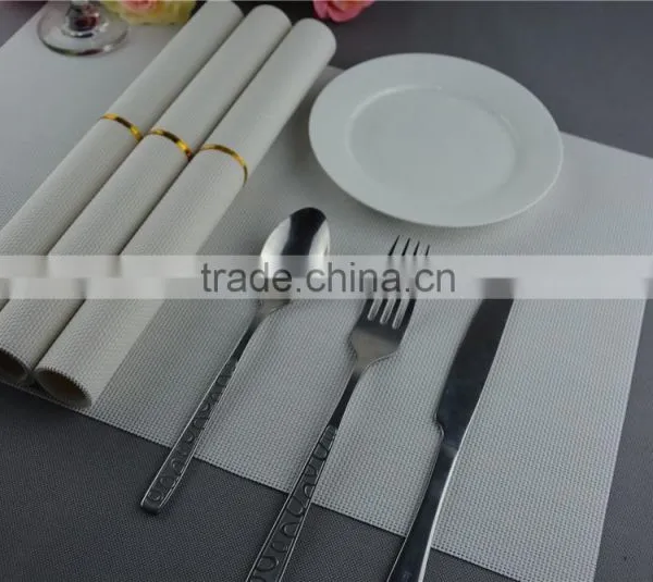Wholesale Price 75g PVC Woven Mesh Placemat White Pure Color 1*2 Series 45*30cm photo-5