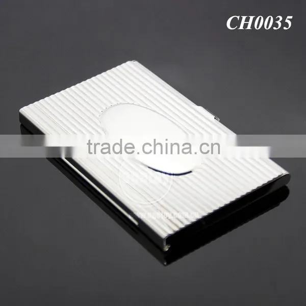 New Arrival High-Grade Name ID Card Box Organizer Lines Emboss Oval Metal Business Card Case Stainless Steel Card Holder photo-6