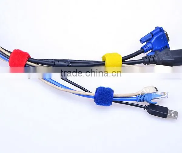 Colorful Adjustable Hook and Loop Wire Cable Tie With Label Tag photo-3