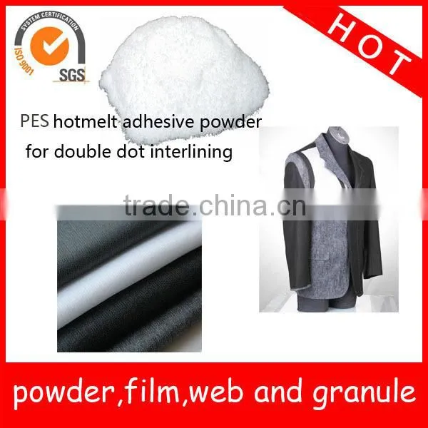 adhesive polyester Y1201P for interlining paste dot powder dot double dot scattering