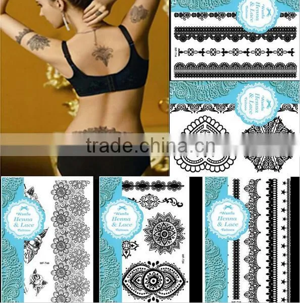 Lace Black Tattoo Body Art Flash Tattoos Temporary Arm Sticker Tattoos Wholesale photo-2