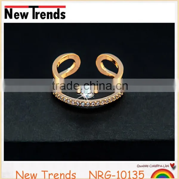 New Design Inlaid Zircon Rose Gold Simple Style Open Ring for Woman photo-4