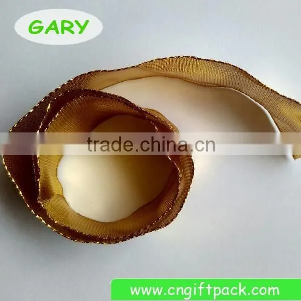 1-5/8" Gold Wire Edge Decorative Christmas Ribbon photo-3