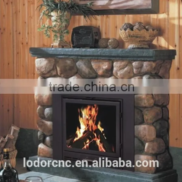 YN-020 Distressed Wood Fireplace / Cast Iron Fireplace Front photo-4
