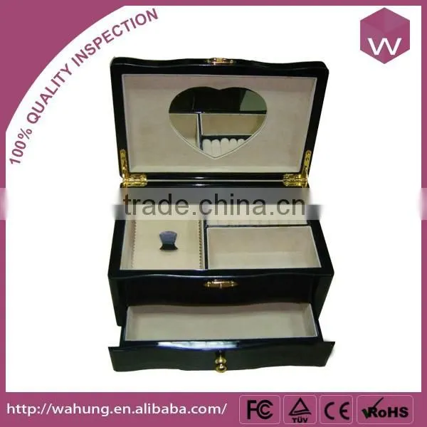 Elegant Wooden Jewelry Box White Mirrored Design Jewelry Cosmetic Box photo-6