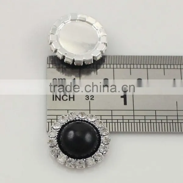 Black Solid Jet Pearl Rhinestone Button Flatback Style photo-2