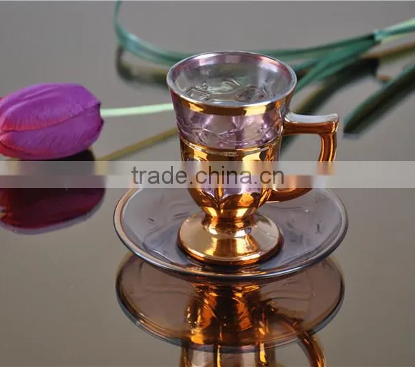 Luxury Gold Glass Cup and Saucer photo-2
