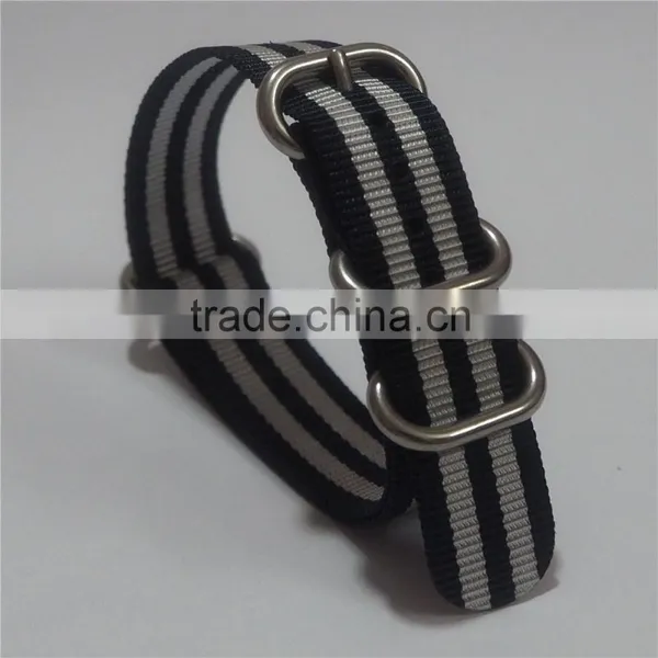 4 Rings Black Gray Stripe James Bond Zulu ODM Watch Bands photo-4