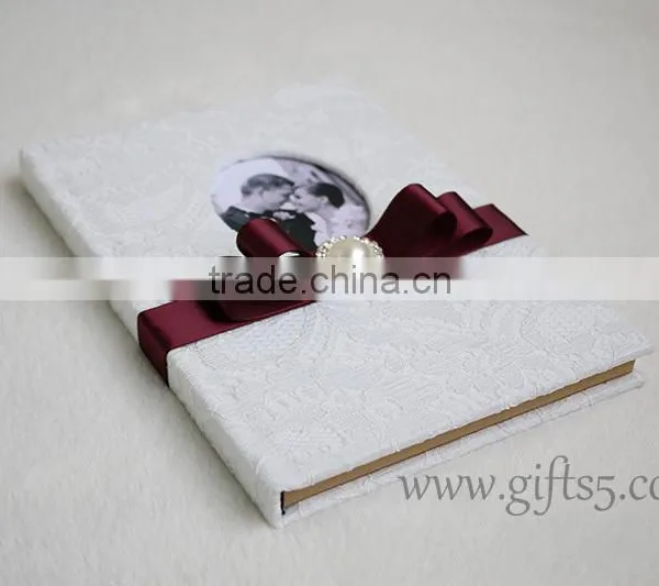 Handmade Wedding Guestbook With Lace Hardcover photo-3