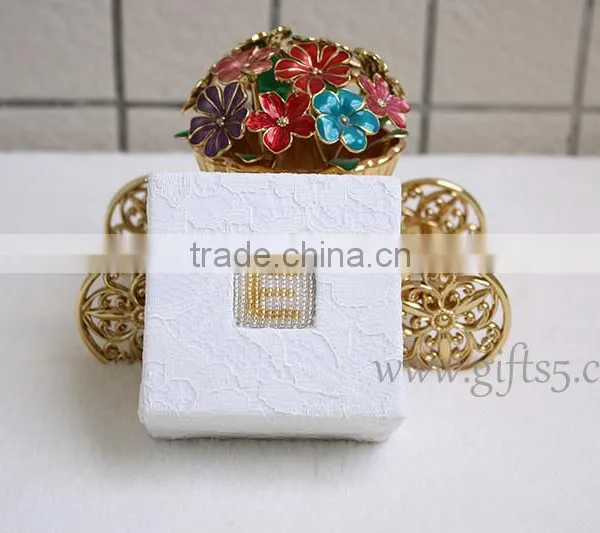 Handmade Wedding Jewelry Gift Boxes With Beaded Name Plate of E photo-4