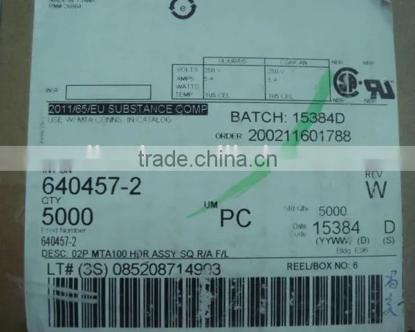 2.54mm Pitch PCB Wire to Board Connector TE 2P MAT100 HDR ASSY SQ Connector 640457-2 Right Angle Header 2 Pin Through Hole photo-2