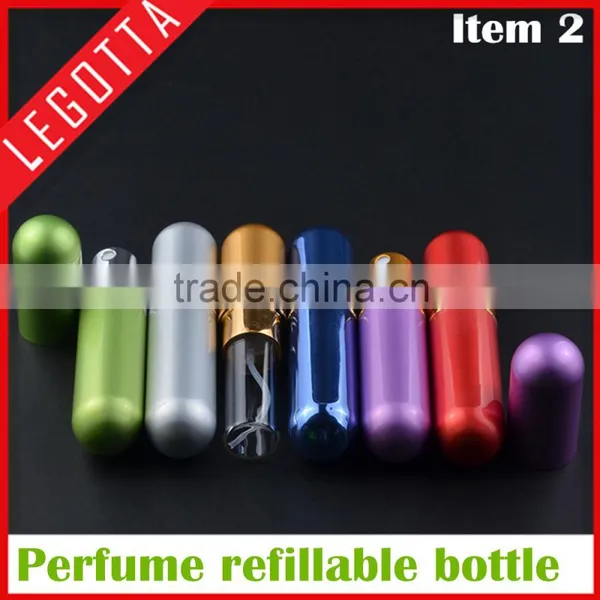 Portable Empty Aluminum Beautiful 5ml Refillable Metal Perfume Bottle in Stock photo-3