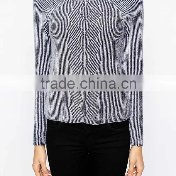 High Fashion Design Wool Ribbed Pullover Cashmere Sweater Pullover photo-3