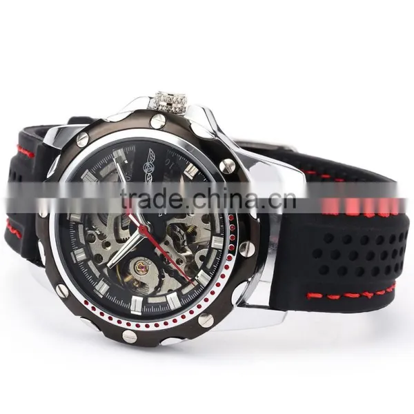 Men's Stylish Silicone Skeleton Analog Auto Mechanical Sport Watch photo-5