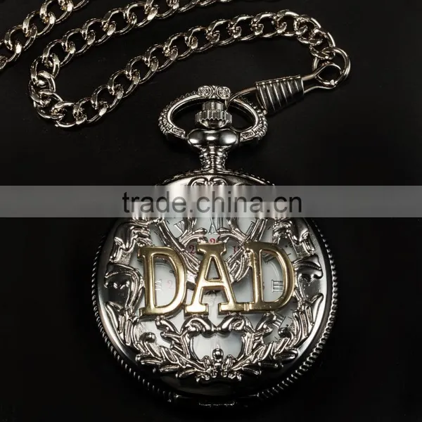 Silver Skeleton Pendant Chain Analog Quartz Men's Pocket Watch photo-3