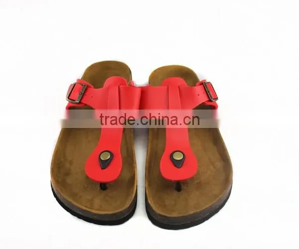2015 Red Flip-flops Cork Outsole Lady Leather Sandal Shoes photo-2