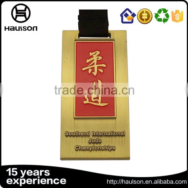 Wholesale Custom Diecast Soft Enamel Zinc Alloy Plating Gold Championship Judo Sport Medal With Ribbon