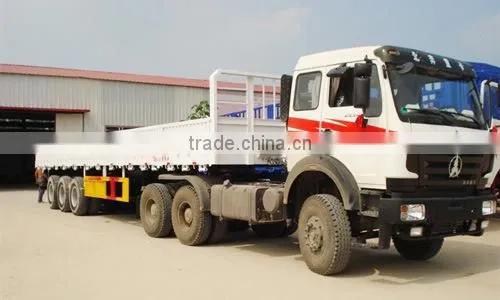 2016 Tri-Axle 50ton 40Feet Flat Bed Side Wall Cargo Truck Semi Trailer For Sale photo-4