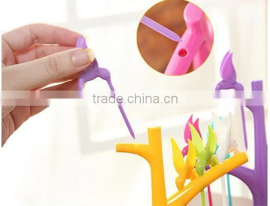 CY119 Plastic Creative Fruit Fork Bird Tree Decorative Household Daily Necessities Dessert Forks photo-3