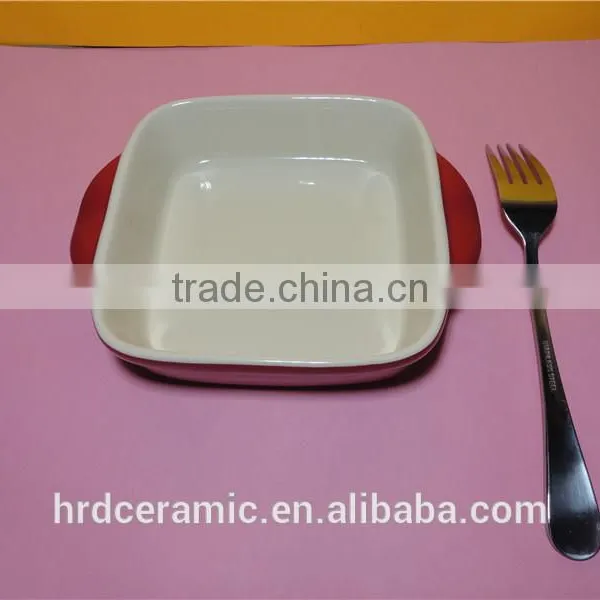 Microwave Safe Porcelain Red Oven Ware Bakeware With Handle photo-5
