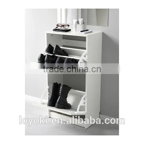 New Design Shoe Cabinet With 2 Compartments E1 Rank MDF Wooden Shoe Storage With Glossy Finished Shoe Cabinet photo-2