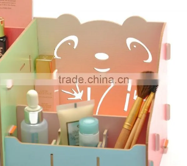 DIY Panda Wooden Storage Box Desktop Wooden Cosmetics Organizer Folding Cosmetic Organizer photo-2