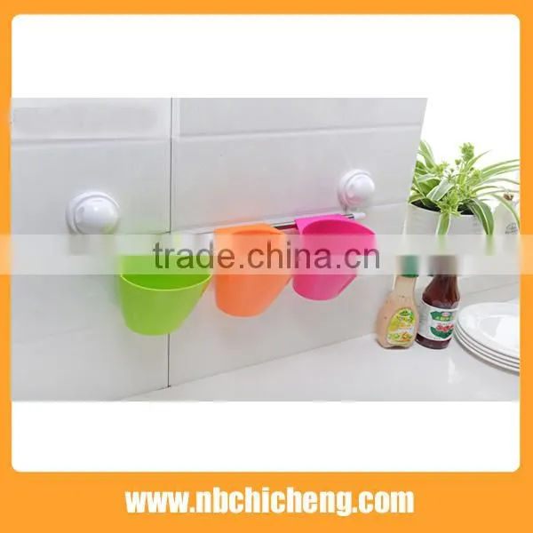 Bathroom Suction Cup Single Hanging Cup Rack Multi-colored Storage Box photo-3