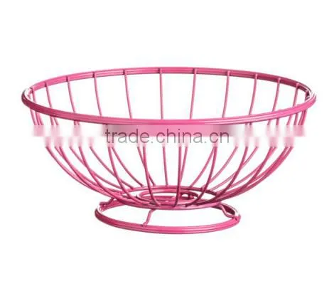 Hot Pink Powder Coating Stylish Iron Metal Fruit Basket Hanger Holders Racks for Kitchen Organizer Storage photo-4