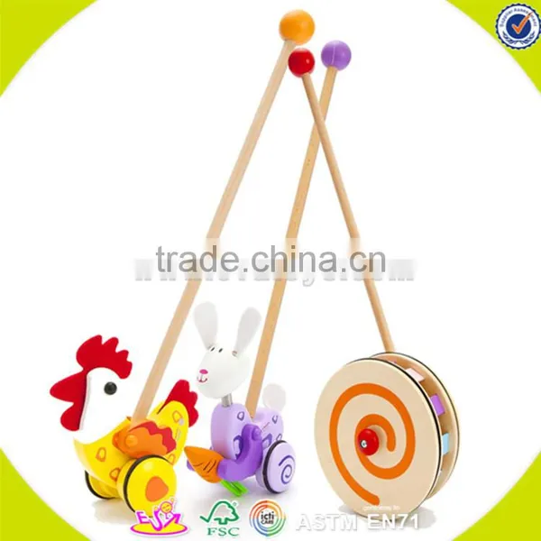 Newest Baby Wooden Animal Pull Toy Cheap Kids Wooden Animal Pull Toy W05A011 photo-2