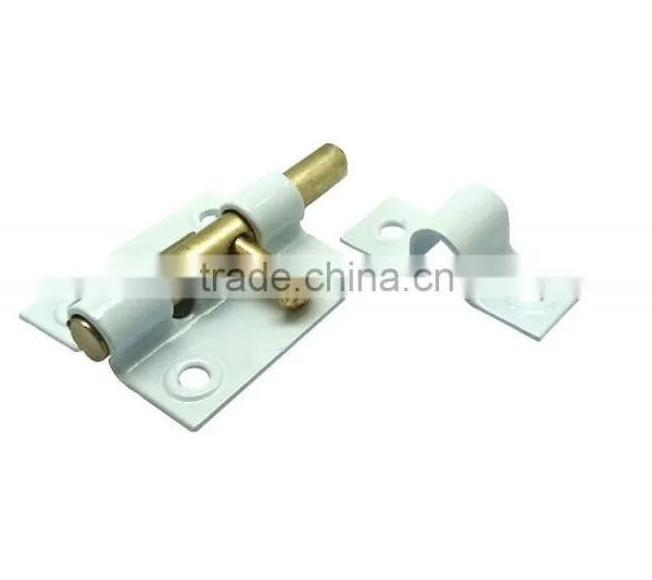 Good Quality Iron White Barrel Bolt, 2" White And Brass Finish Door Bolt, Window Barrel Bolt Lock photo-3