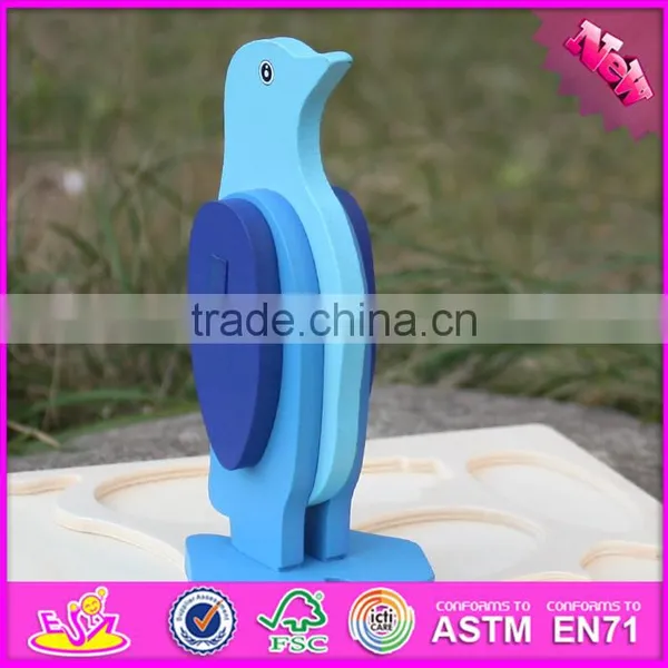 2017 New Product Diy 3d Penguin Wooden Animal Jigsaw Puzzles W14G041 photo-3