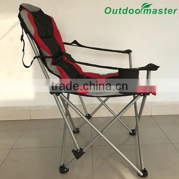 Patio Deluxe Steel Adjustable Red Padded Beach Folding Chair photo-2