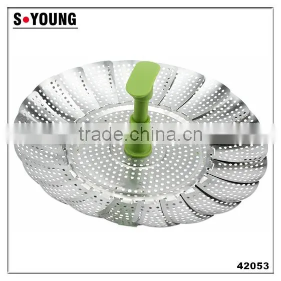 42053 Vegetable Steamer Stainless Steel Fruit Basket With Plastic Handle photo-2