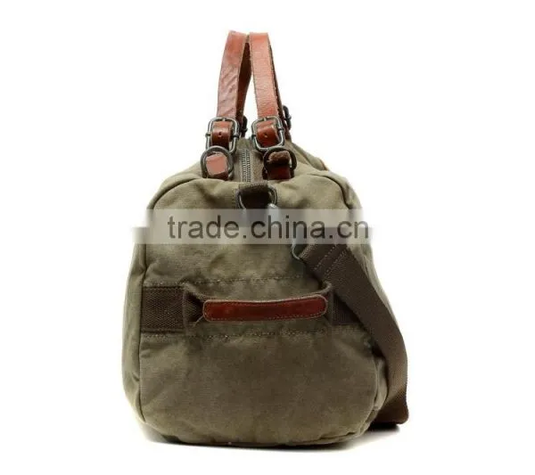 Unisex Vintage Casual Cotton Canvas Leather Shoulder Bag Weekend Bag Duffle Bag Travel Overnight Bag For Man & Women photo-3
